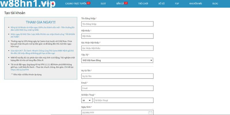 Tham gia W88 Info